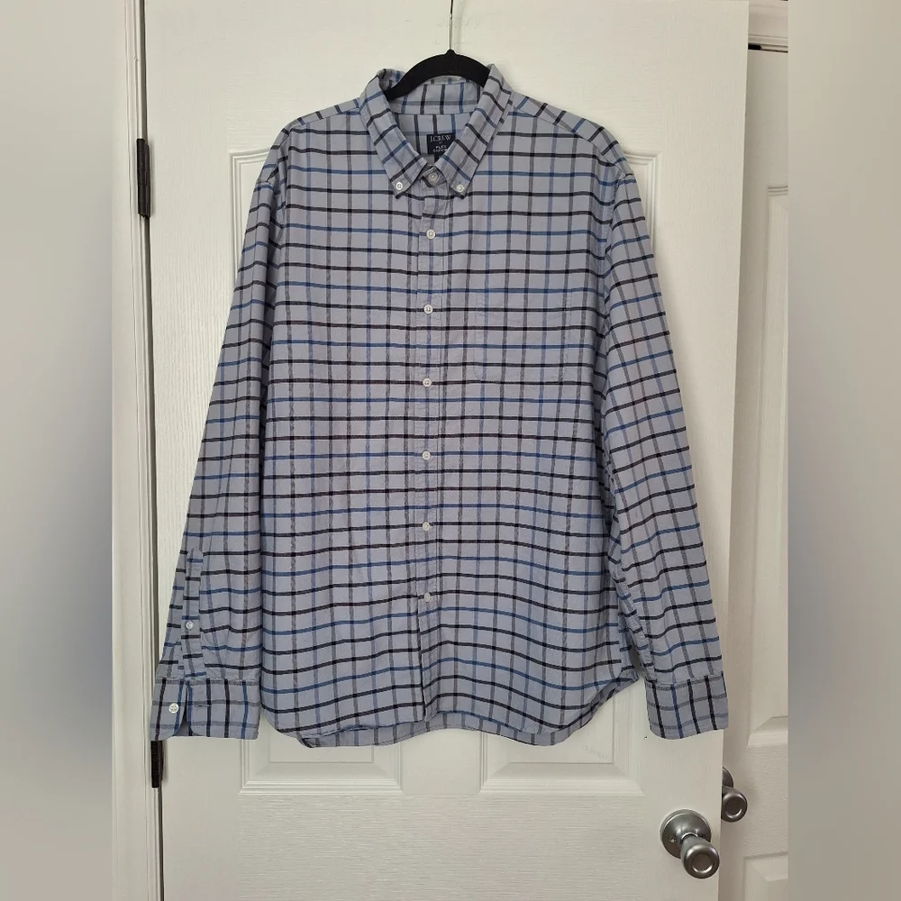 J. Crew Men's Plaid Button-Down Shirt in Blue and Purple